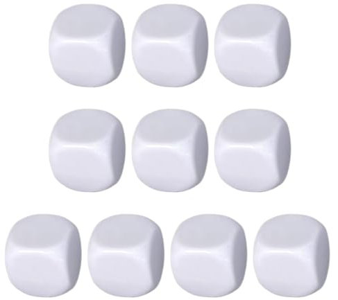 Dadi vuoti, dadi vuoti - 10 blocchi di cubi bianchi arrotondati in acrilico,Cubi di dadi vuoti uniformi in acrilico bianco per giochi da tavolo in classe, adesivi, insegnamento del conteggio della mat