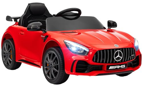 AIYAPLAY Kinder Elektroauto 12V Elektrofahrzeug mit 2,4G Fernbedienung, Lichten, Musik, Stützräder, 3-5 km/h, Kinderauto mit USB, MP3, Rückwärtsfunktion, Sanftstart, für Kinder 3-6 Jahre, Rot