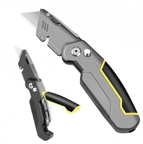 Heavy Duty Folding Utility Cutter Utility Multitool Pocket Tool with 3 pc Stainless Steel Replaceable Accessory with Belt Clip for Craft Tradesman Tool,Camping,Simple Repair