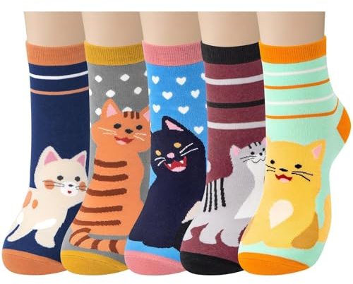 Chalier Cozy Women’s Novelty Animal Pattern Crew Socks 5 Pairs UK 4-8 | Soft Breathable Cotton Cute Dog Prints Comfortable Daily Wear for Ladies Holiday Birthday Gift