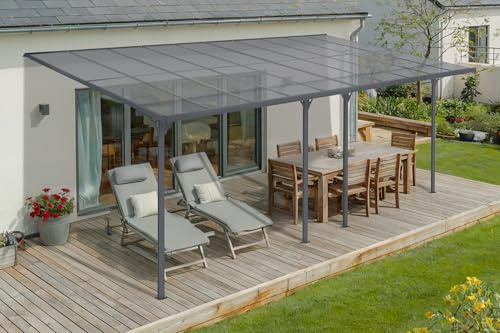Cazeboo Anlehn-Carport/Pergola 18m² KLEO 6x3m Aluminium Grau