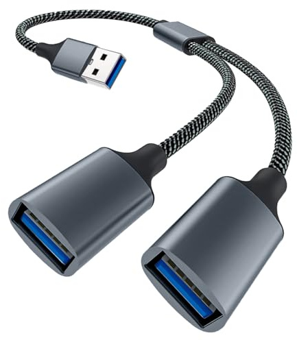 This USB Splitter 2 Port for Data Transfer, DoubleUSB Adapter, USBDouble Adapter, USBMale to Double Female, Extends USB Connectivity,Compatible With Laptops& TV & Keyboards & PS4/PS5, Printers etc.