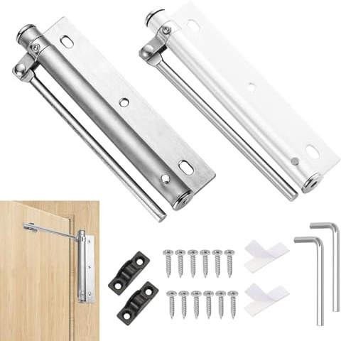 Spring Door Closer, 2PCS Automatic Door Closer with Adjusting Rod and Screws for Residential Commercial Home Office