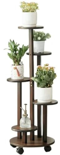 DECORN 5 Livelli di pianta in Legno Stand Interno all'aperto Scaffale del Display per la Scala per più Piante Porta in Vaso di Fiori Arredamento per la casa per finestre Patio Balcone,caffè