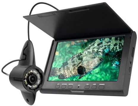 KAKAK Localizador de Peces Submarino portátil de 7 Pulgadas y 20 m con Cable, cámara de Pesca con 8 LED, Monitor 720P, IP68