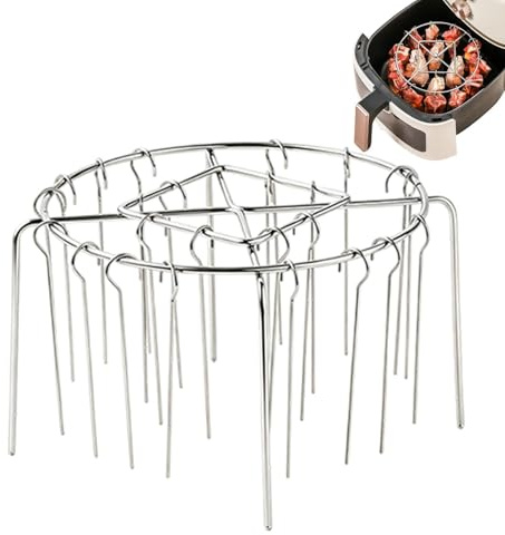 Porta spiedini Air Fryer,con 24 spiedini, cottura a 360° uniforme verticale - Supporto per barbecue forno in acciaio inossidabile, per cottura a carni verdure, barbecue, cucina pic-nic, campeggio