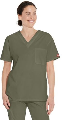 Dickies Signature blouse médicale à col en V pour homme - Vert - Taille XL