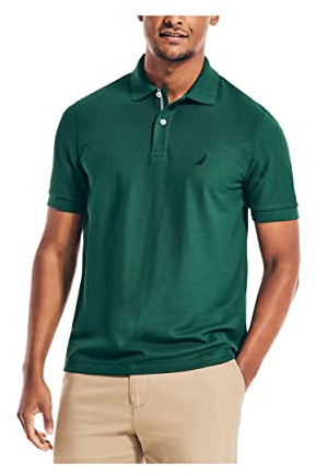 Nautica Men's Classic Short Sleeve Solid Polo Shirt, Tidal Green, Large