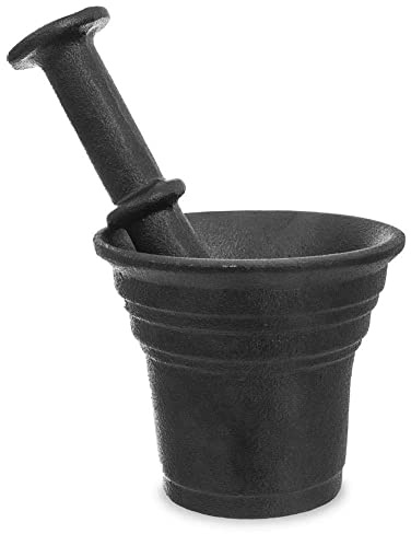 ORION GROUP Gjutjärnsmortel | Ø 10,5 cm | Med mortel | kryddmortel köksmortel (svart)