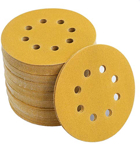 Aiyard 5-Inch 8-Hole Hook and Loop Sanding Discs 150-Grit Random Orbit Sandpaper, 100-Pack