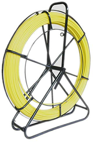 KATSU Fibre de Verre Rodder 8x100M Conduit Rodder avec Support et Frein en Acier, Outil d'Installation de Câble électrique en Fiberglass Rodder, Tirage de Câble de Tige Rouler le Ruban de Poisson