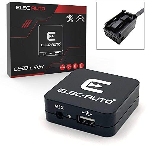 Interfaz USB MP3 FLAC - Auxiliar para el Coche Peugeot, Ciudadano con Enchufe QUADLOCK | Cargador | Toma de Corriente | Estuche de empotrar Invisible | Accesorio para la Radio del Coche | Toma de ada