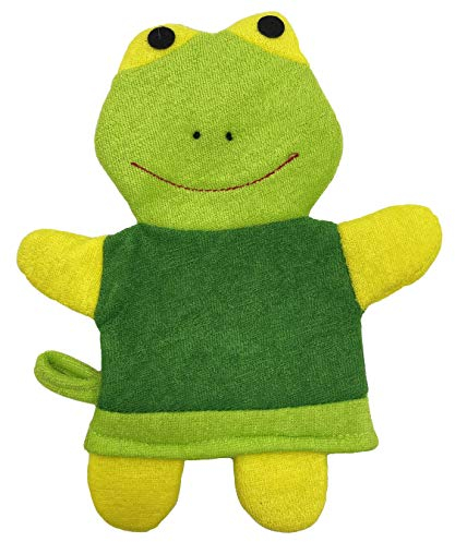 VAIYNWOM Waschhandschuh Frosch Waschlappen mit Tiermotiv für fröhlichen Badespaß, Waschhandschuh für Babys und Kinder ab 0+ Monaten