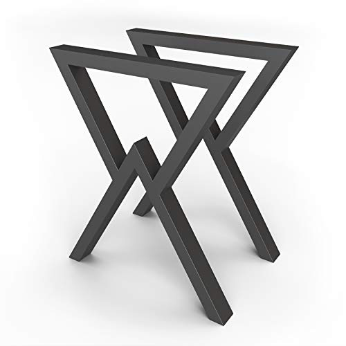 sossai® Designer Tischkufen aus Stahl | Tischbeine Tischgestell | TKG3 | Farbe: Schwarz | 2 Stück | Breite 60 cm x Höhe 72 cm | Profil: 60 x 40 mm