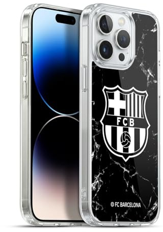 Head Case Designs Officiellt Licensierade FC Barcelona Svart marmor Emblem Mönster Gel Skal [Militärklassad Skydd] Kompatibel med Apple iPhone 13 Pro Max och Kompatibel med MagSafe