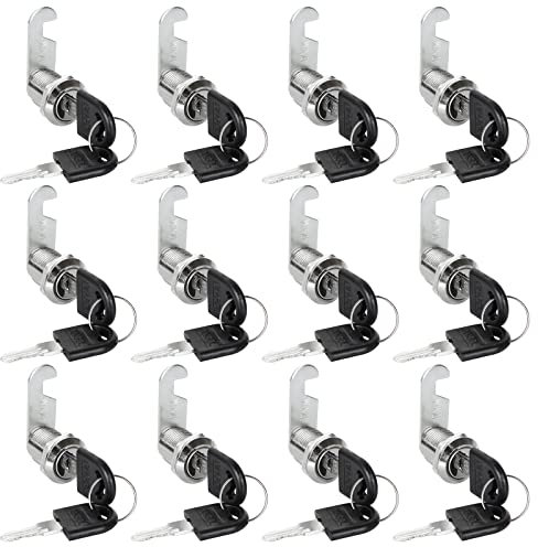 JMIATRY 12 Pack Security Cam Lock, 20mm Security Mailbox Locks with 24 Keys, Each Key is Different, Security Cabinet Lock for Drawer, Door, Wardrobe, Letter Box and Toolbox