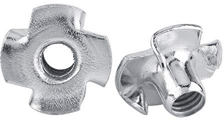 Ecrou Frapper en Carbone Zingué M8 écrou en T M8 écrou en T en Acier écrous en T à Quatre Dents pour Meubles à Bois(M8)
