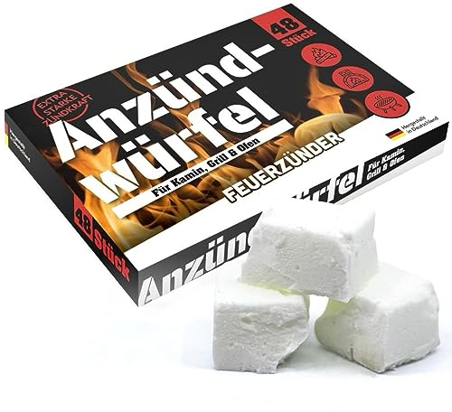 Kohleanzünder 864 Stück Anzünd-Würfel Ofenanzünder Kamin-Anzünder + 1x Kühlschrankmagnet, Anzünder für Grill, Kamin, Ofen, Holzofen (18x 48Stück) Kohlenanzünder