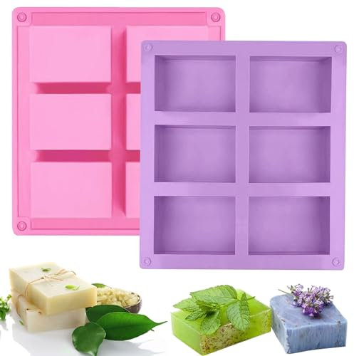 Seifenformen Silikon, 2 Stück Silikonform Seife, Silikonform Rechteckig, Seifen Formen zum Gießen, Sseife Selber Machen Weihnachten, DIY Silikon Form für Hausgemachte Handwerk Seifenherstellung