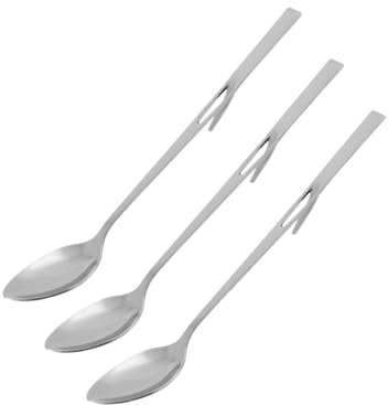 Fackelmann Lot de 3 cuillères Longues, cuillère 2 en 1 pour Confiture, Acier Inoxydable, 19 cm