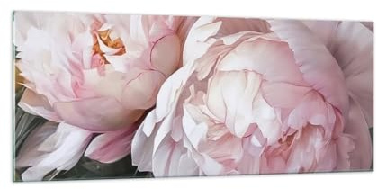 ARTTOR Vidrios decorativos 100x40cm Cuadro Sobre Vidrio Moderno Flores Peonías Romántico Grande Cocina Cuadros Pared Impresiones Decoracion Salon Impresión en Cristal Wall Art Prints GAB100x40-5815
