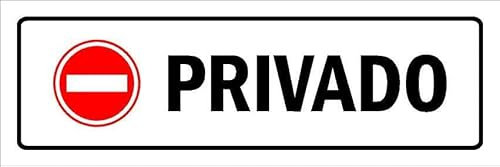 Private. White informational sign with 'no entry' pictogram SP053-1mm flexible Plastic sign (150mm x 50mm)