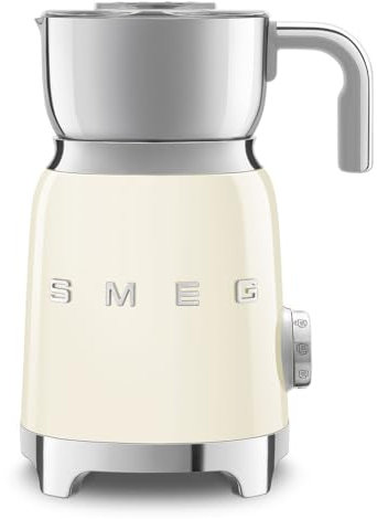 SMEG Retro 50's Style Milk Frother with 2 Disks 6 Preset Programs Hot or Cold Frothing and Induction Heating (Cream)