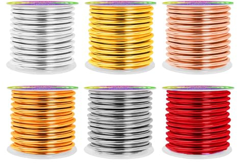 Mandala Crafts 8 Gauge Anodized Aluminum Craft Wire for Jewelry Making - 120 FT Colored Flexible Silver Copper Light Gold Gray Gold Red Wire - Bendable for Bonsai Armature Crafting Sculpting