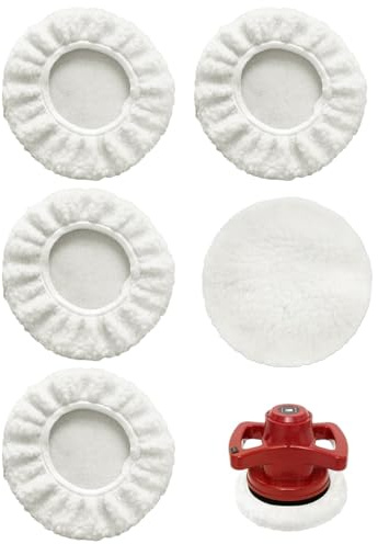 5 Pezzi Cuffie Lucidanti in Lana D'agnello per Lucidatrici per Auto a Batteria Einhell CE-CB 18/254 Li, CC-PO 90, per Lucidatrici da 220-250mm, 9-10 Pollici Tampone Lucidante per Ceratura e Lucidatura