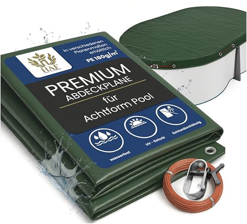 HAF Bâche d'hiver pour piscine en forme de huit pour 855 x 500 cm – Bâche de protection résistante à l'hiver, en été et en hiver, en polyéthylène imperméable de 180 g/m²