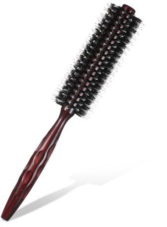 Round Hair Brush, Round Brush for Blow Drying, Massage Comb Wooden Handle Boar Bristle Brushes with Nylon Pins for Blow Drying, Straightening, Curling, Volumizing, Detangling Suitable Men Women