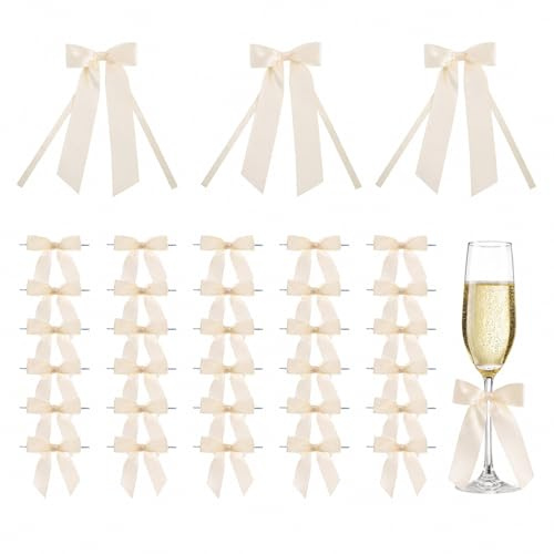 ARYIMYDP Set di 33 Fiocchi per Regali, Fiocchi Grandi per Regali, Fiocchi per Decorazioni Nuziali e Confezioni Regalo, Assortimento di Pezzi Grandi e Piccoli (Beige Crema)