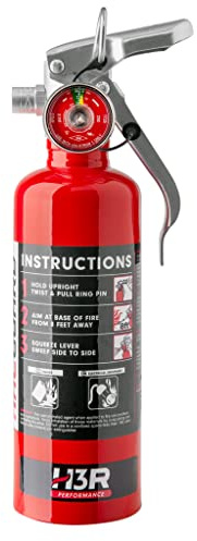 HalGuard Compact Fire Extinguisher for Vehicles, Race Cars & Trucks | Clean Halotron, No Powder, No Mess | Rechargeable & Safe for Engine, Interior, Electronics | UL Listed | Red 1.4 lbs
