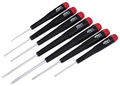 Wiha 26197 Precision Screwdriver Set, 7-Piece Mini Slotted & Phillips, PicoFinish Handles with Rotating Caps, Small Screwdrivers for Electronics & Fine Work