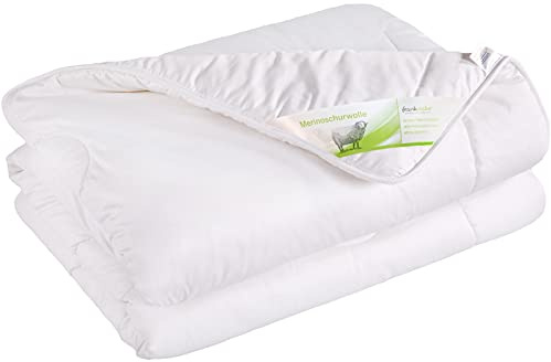 franknatur Bettdecke Leichte Ganzjahres-Decke - Merino-Wolle 155x200 Melina
