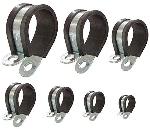 Rörklämmor med gummiinlägg, urval: Ø 50 mm/band 15 mm, 4 stycken
