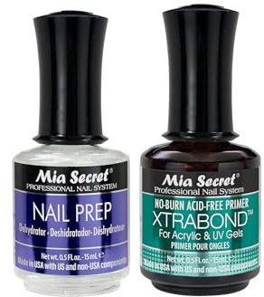 Mia Secret 15 ml Nail Dehydrator and Primer, Acid Free Base Coat Natural Prep Dehydrate & Bond Primer Kit, Acrylic Nail Supplies