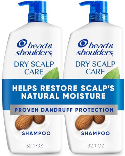 Head & Shoulders Anti-Dandruff Shampoo with 1% Pyrithione Zinc, Dry Scalp Care Shampoo Twin Pack, and Almond Oil for Itch and Dryness Relief, 32.1 fl oz Each