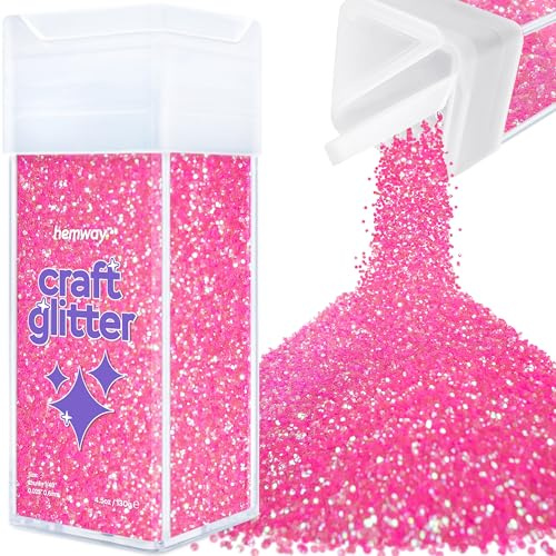Hemway Craft Glitter Shaker Baby Pink Iridescent 130g Chunky | for Resin & Epoxy Crafts, Christmas Art Supplies, Nail, Body, Face, Eye, Festival, Crafting, Slime, Sparkle