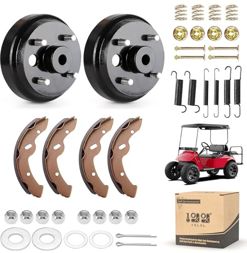 10L0L Golf Cart EZGO Brake Maintenance Kit for 1997-Up Electric EZGO TXT PDS,Incl. Brake Hub Drums & Pads/Shoes & Spring Kit, OEM# 19186G1, 70794G01, 70795G01, 27943G01 (NOT FIT Gas Models)