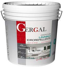 GERGAL Idropittura lavabile traspirante idrorepellente per interni ed esterni FUSTO DA 14 LT COLORE BIANCO