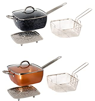 Padella quadrata in ceramica antiaderente per friggere con coperchio accessori colore (coppie)