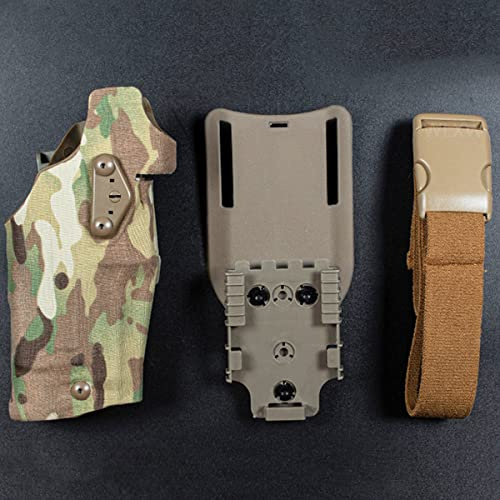 WLXW Fondina Tattica Airsoft Fondina Softair per Destrorsi per Glock 17/19 Compatibile con Fondina per Luci X300 QLS Adattatore per Montaggio Rapido Leg Shroud Drop,CP
