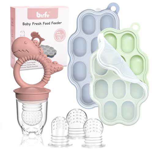 btrfe - Baby Breastmilk Popsicle Molds with Baby Fruit Pacifier, Silicone Freezer Tray, Food Storage Containers for Teething and Feeding