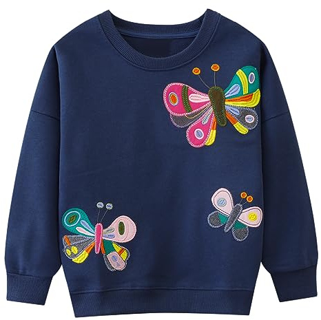 Codkkre Sweatshirt Filles Pull Coton Sweat-Shirt Enfant Fille Printemps Automne Hiver Col Rond Sweater pour Enfants, Style 5, 4 Ans
