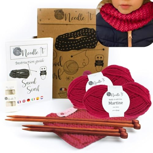 Needle It® Kit de punto para principiantes con agujas de tricotar - Snood para tejer uno mismo - Para niños o adultos - Idea de regalo - Ocio creativo -