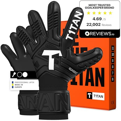 T1TAN Classic 1.0 Black-Out - Guanti da portiere - senza protezione per le dita - guanti da portiere di calcio - taglia 10