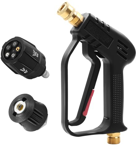 MaxAwe Hochdruckpistole, 1/4-Schnellanschluss und M22-Kupplung Wasser Hochdruckreiniger, Waschpistole mit 5-in-1 Power Washer Sprühdüse, 4000 PSI Düsenspitzen Autowäsche für Kärcher