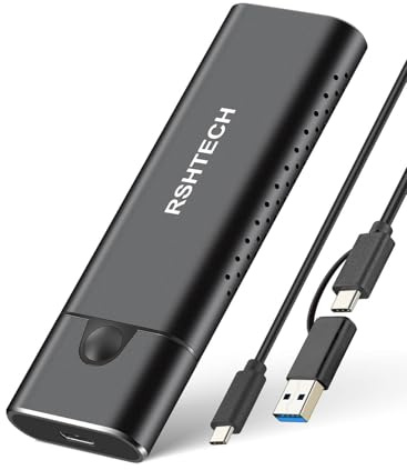 RSHTECH M.2 NVMe SATA Enclosure, 10Gbps USB 3.2 M.2 SSD Enclosure for NVMe PCIe and SATA M-Key/B+M Key, Aluminum External SSD Caddy Support UASP &TRIM, Tool-Free (RSH-329)