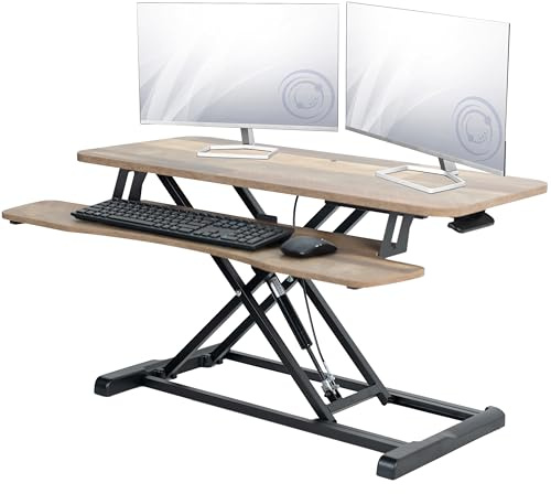 VIVO DESK-V036KP - Convertidor de escritorio de 36 pulgadas, serie K, elevador de altura ajustable para sentado a pie, estación de trabajo para monitor dual y portátil con bandeja ancha para teclado,
